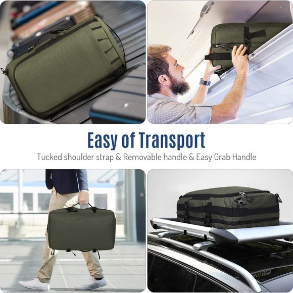 38L Travel Max Duffel Bag 20" Carry On Backpack-Duffel Hybrid Bag (Army … - Picture 4 of 8